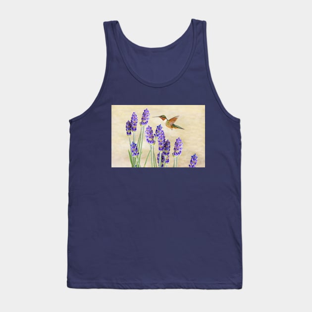 Ruby Throated Hummingbird and Lavender Flowers Tank Top by lauradyoung